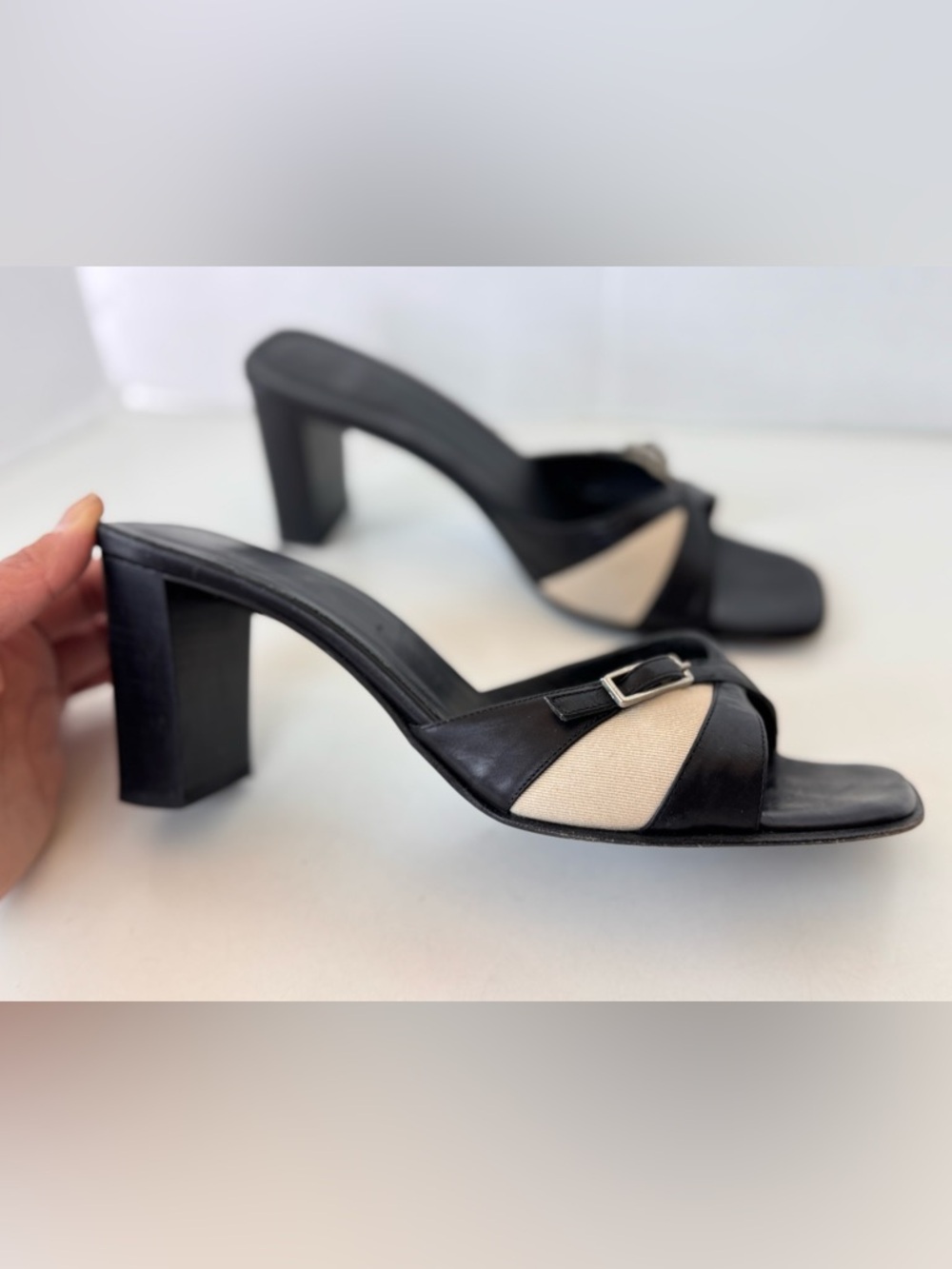 vintage 90s y2k coach slip on buckle slip on mule heel sandals shoes size 7 - Picture 2 of 15